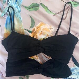Black Key Hole Front, Bow Tie Back Crop Top